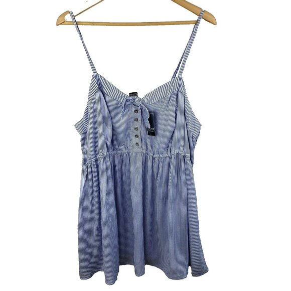 Torrid Babydoll Top Plus Size 3X Blue White Striped Cami Sleeveless Blouse NWT - Picture 2 of 4